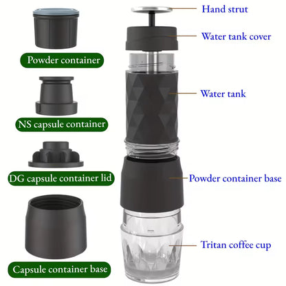 3-in-1 Portable Coffee Machine – Manual Espresso Maker